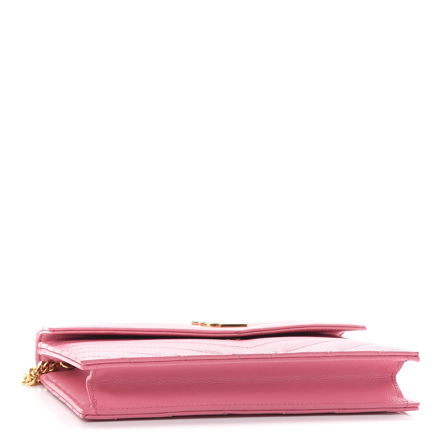 Grain De Poudre Matelasse Chevron Monogram Envelope Chain Wallet Rose Clair