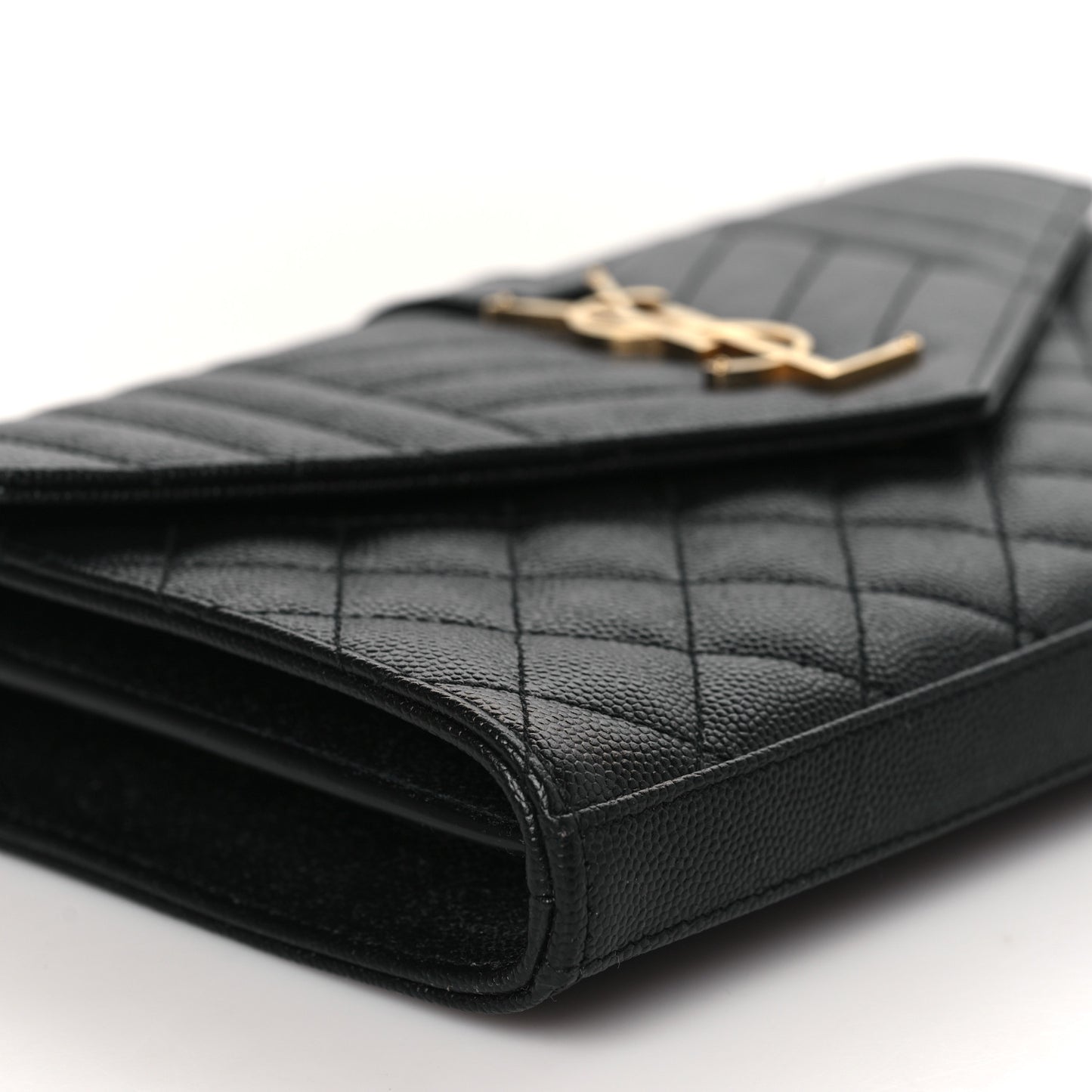 Grain De Poudre Mixed Matelasse Triquilt Monogram Chain Wallet Black