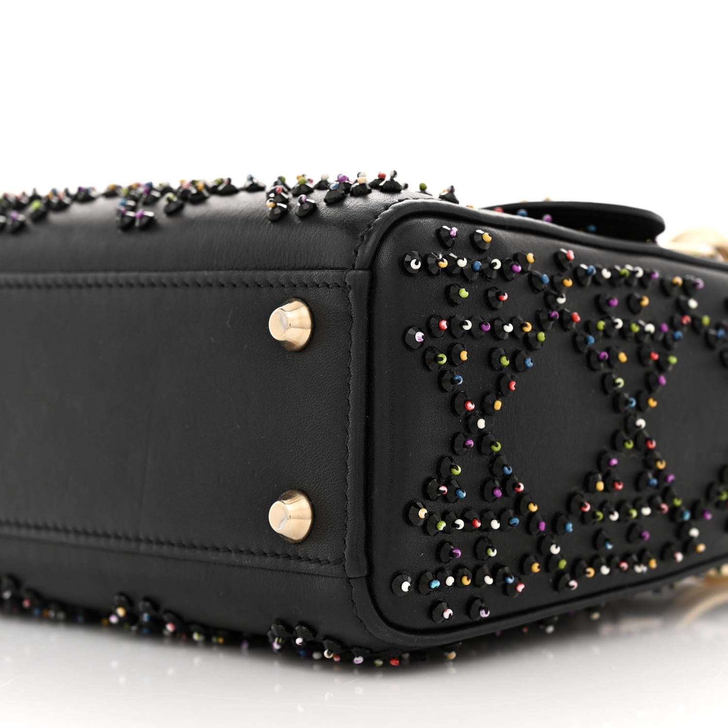 Christian Dior Lambskin Cannage Beaded Embroidery Mini Lady Dior Black 10 of 11