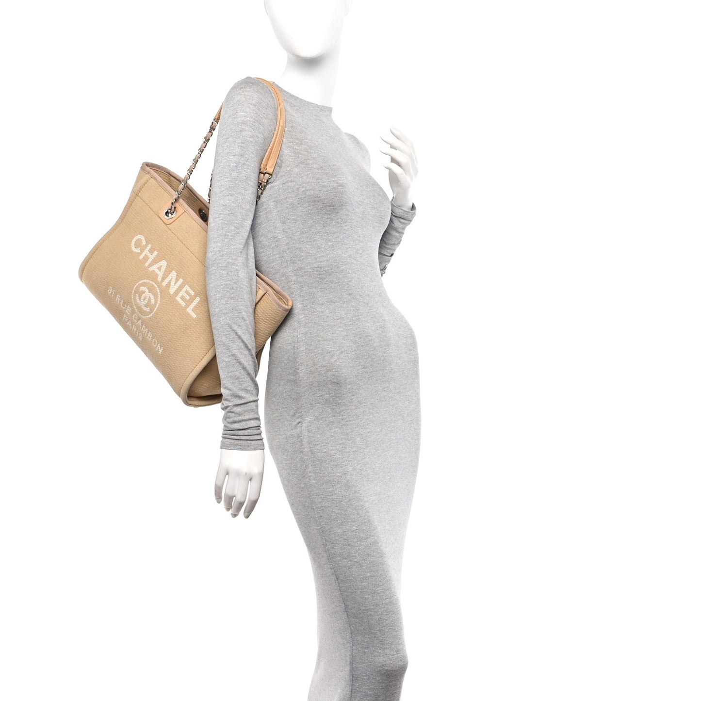Mixed Fibers Small Deauville Tote Beige