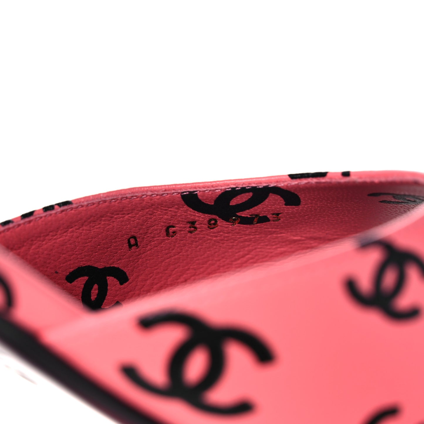 Lambskin Printed CC Sandals 40 Black Pink