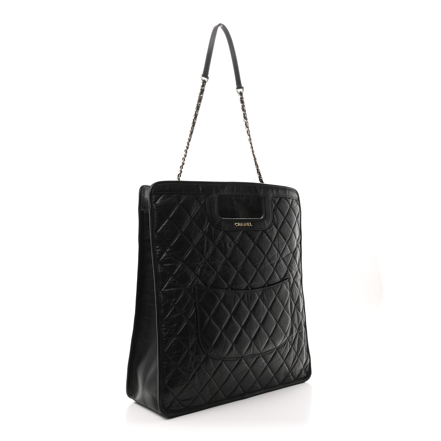 Chanel Aged Calfskin Medium Charm Shopping Bag Black 3 of 10