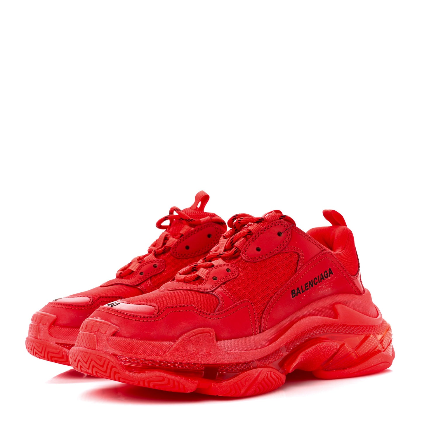 Fabric Mesh Clear Sole Mens Triple S Sneakers 40 Rouge Vif