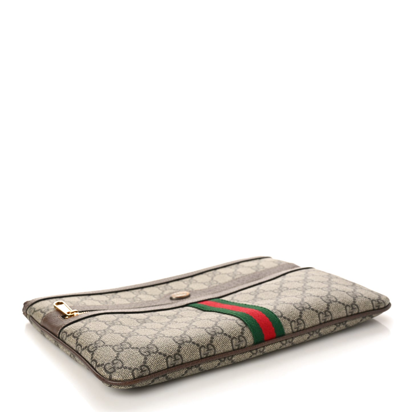 GG Supreme Monogram Large Ophidia Pouch Clutch Brown