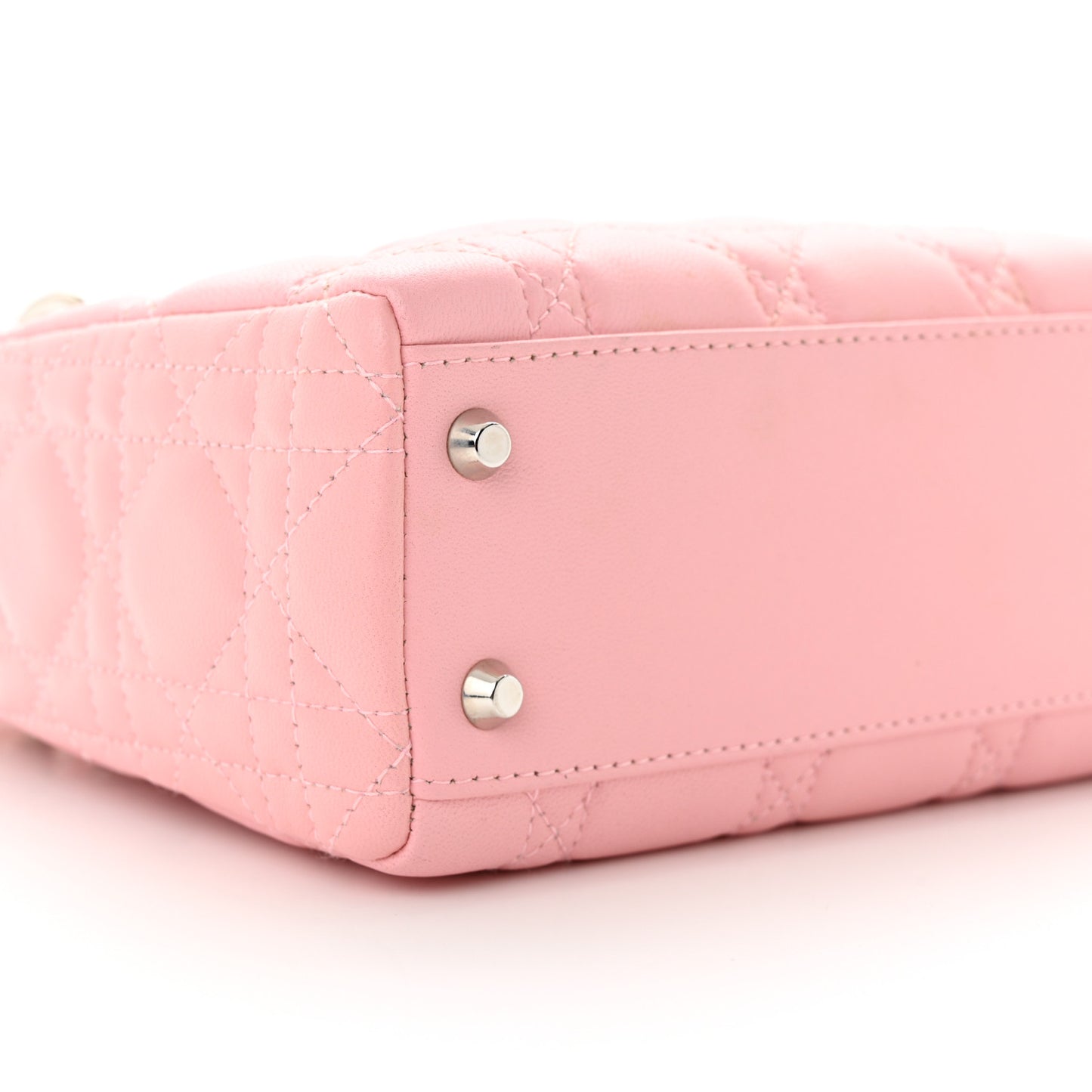 CHRISTIAN DIOR Lambskin Cannage Mini Lady Dior Light Pink