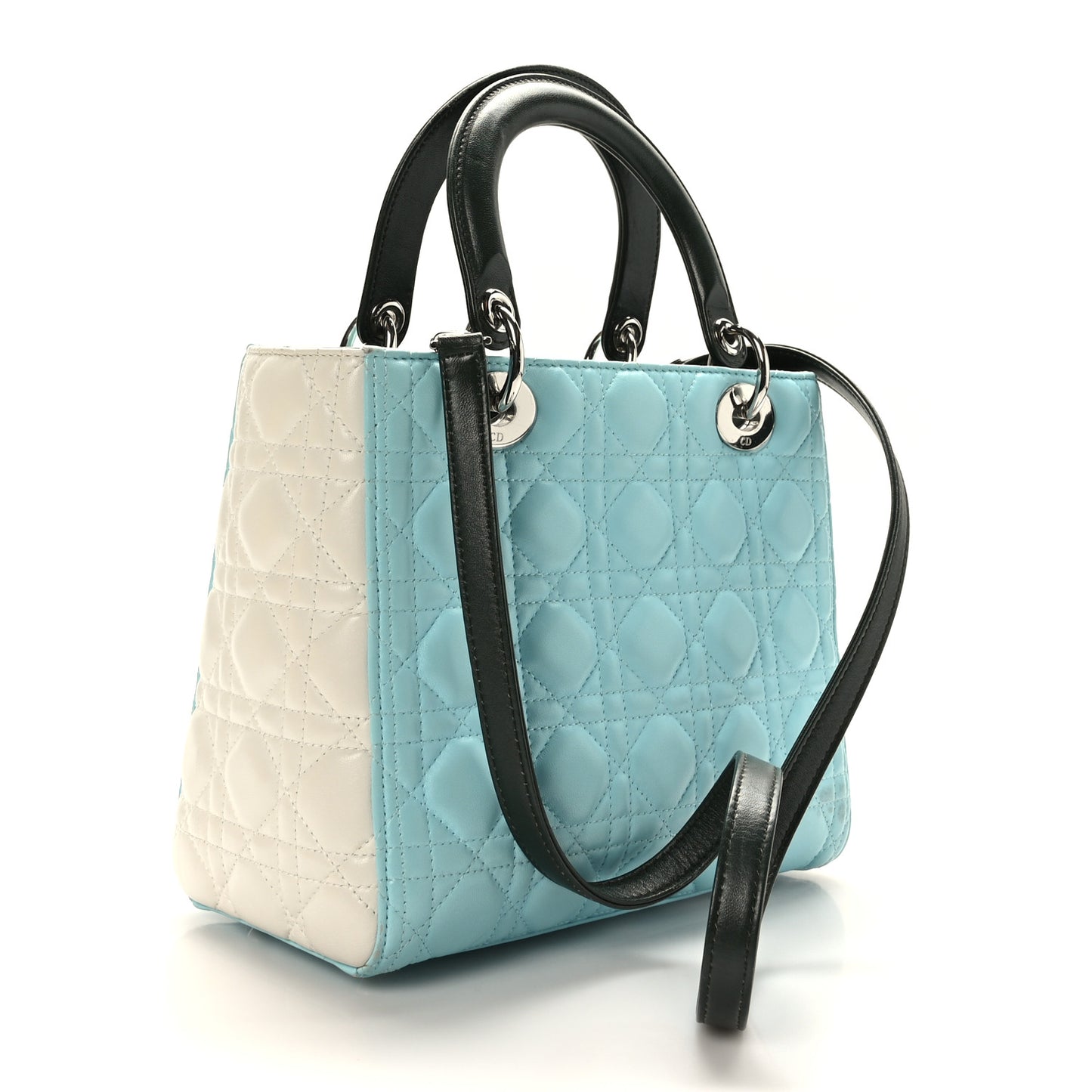 Lambskin Cannage Medium Tri-Color Lady Dior Blue Green