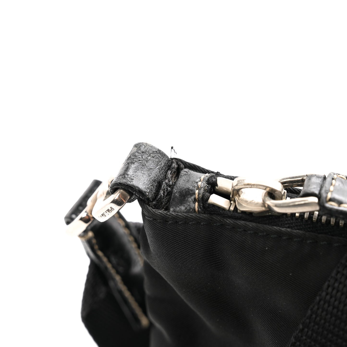 Tessuto Nylon Calfskin Flat Messenger Bag Black