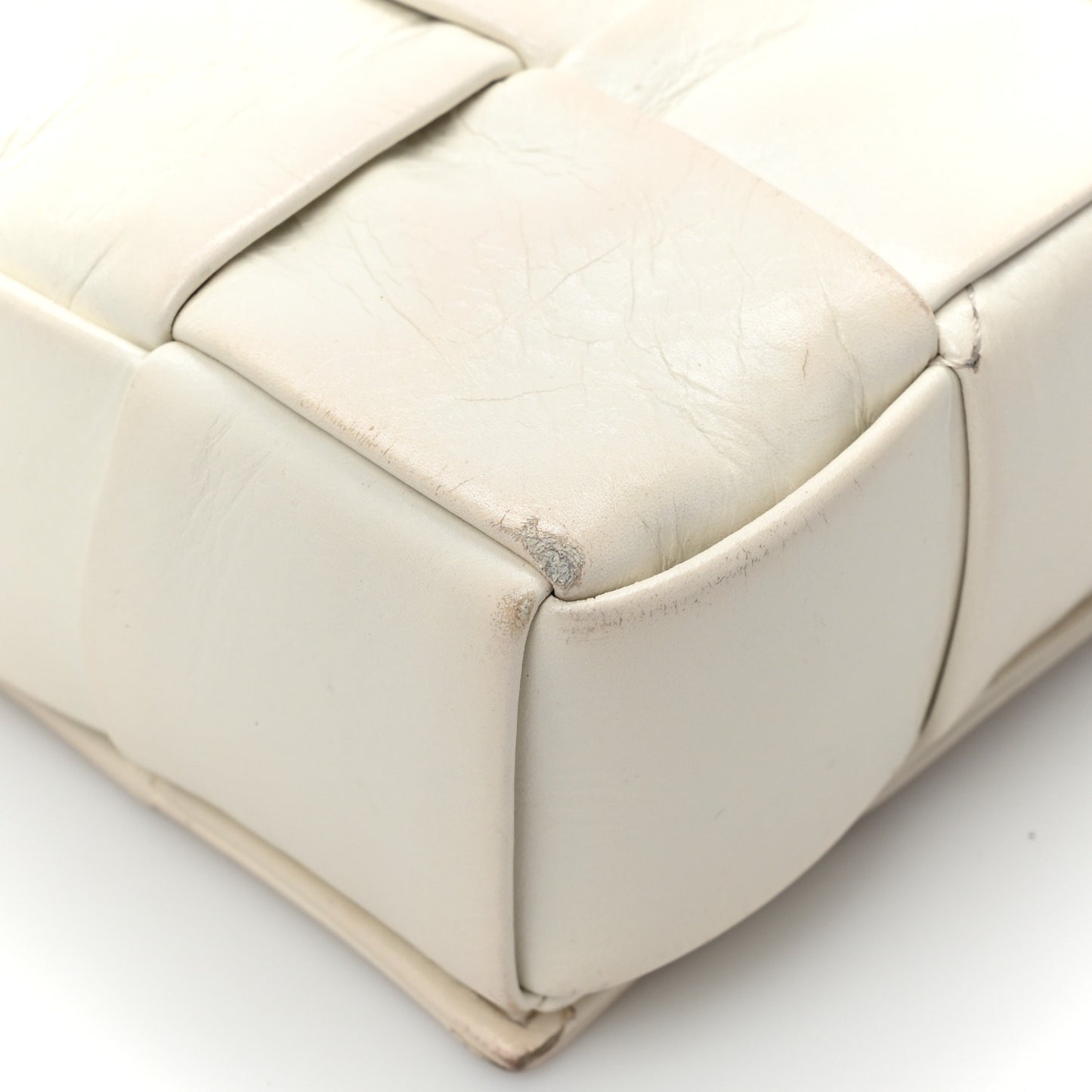 Paper Calfskin Maxi Intreccio Cassette Crossbody Bag White