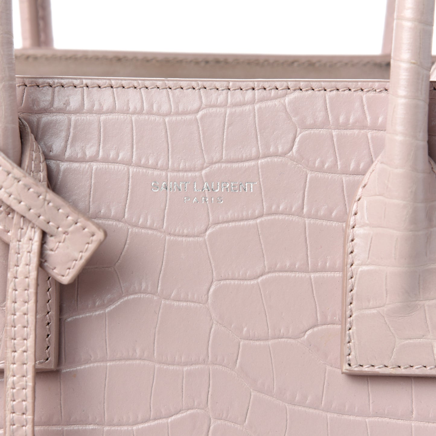 Calfskin Crocodile Embossed Baby Sac De Jour Rose Antic