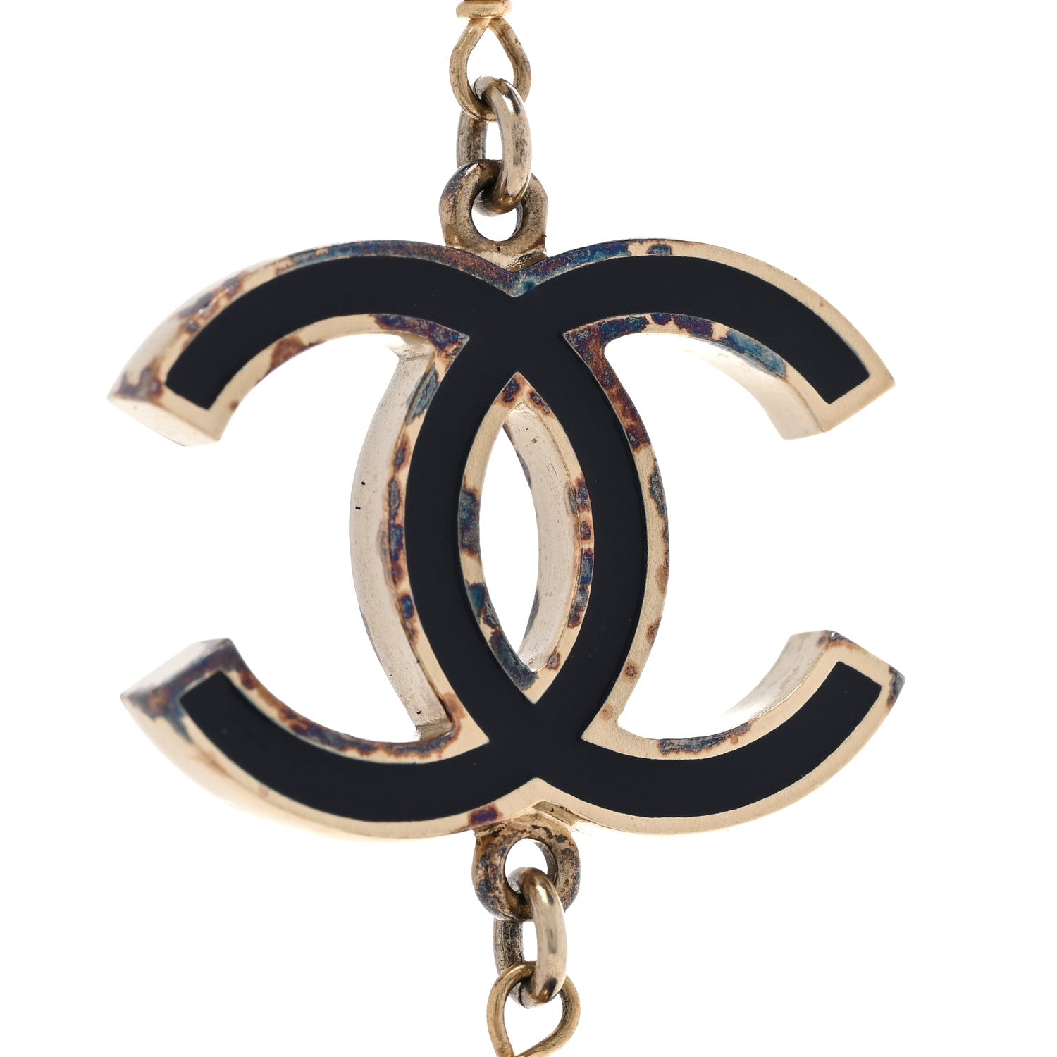 Chanel Pearl Beaded CC Long Necklace Navy 4 of 11