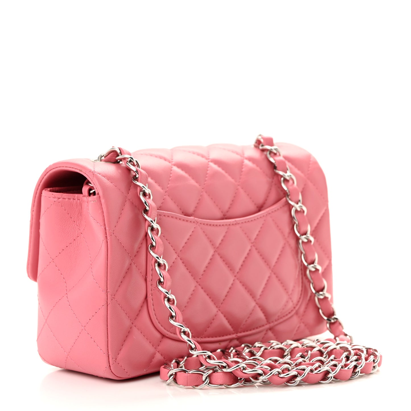 Lambskin Quilted Mini Rectangular Flap Pink