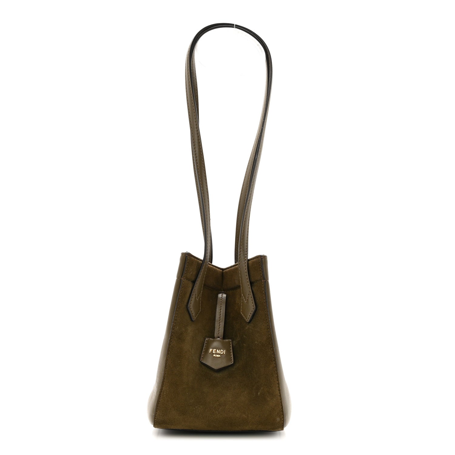Fendi Vitello Vernice Camoscio Mini Fendi Origami Military Brown