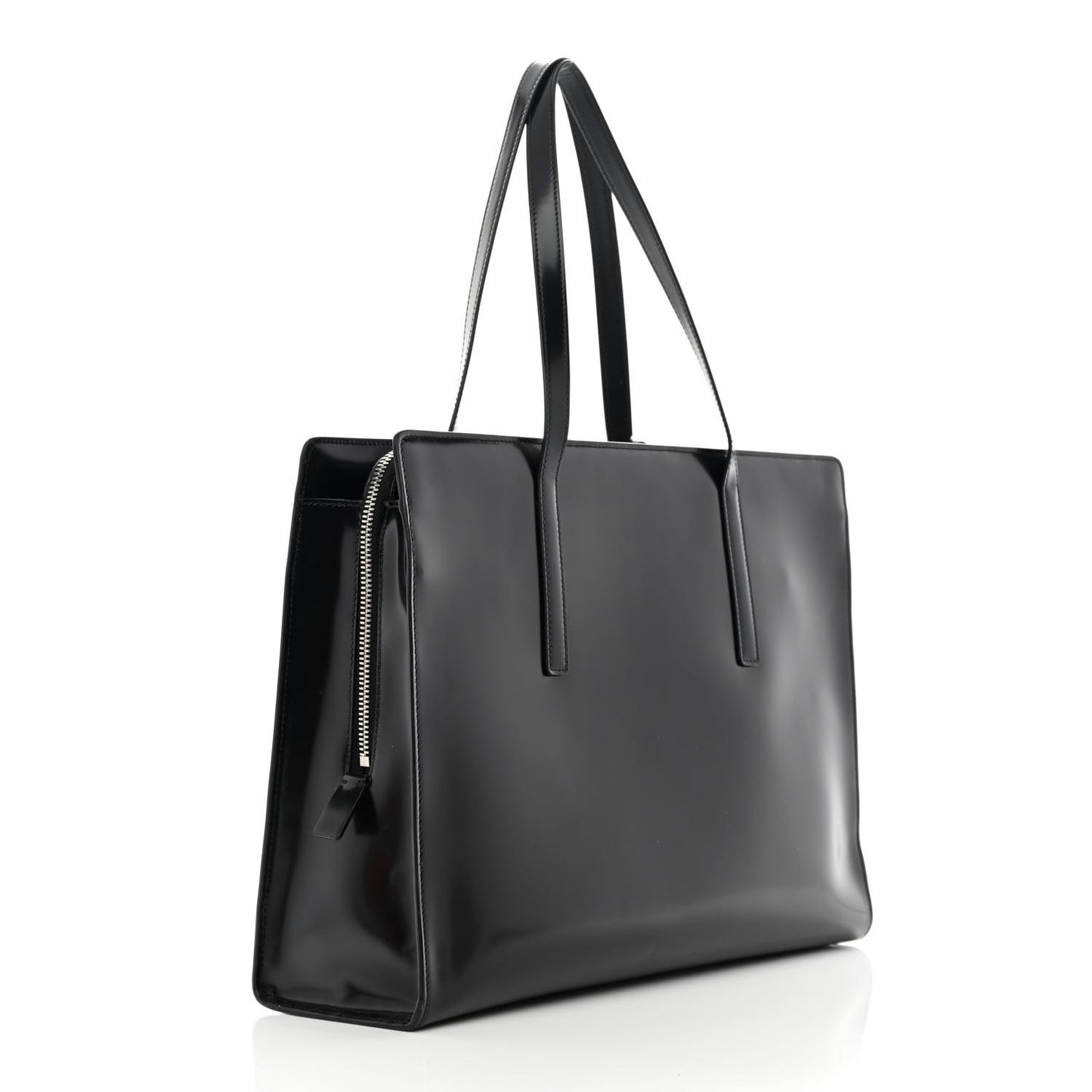 Spazzolato Large Re-Edition 1995 Double Handle Handbag Black
