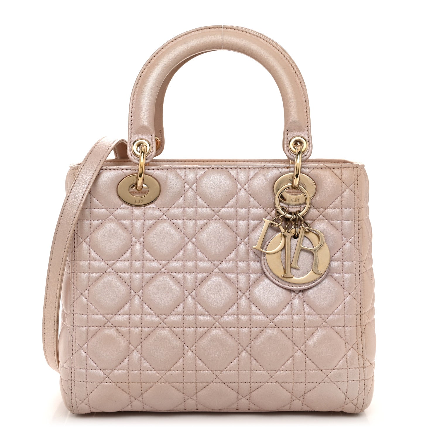 Christian Dior Pearly Lambskin Cannage Medium Lady Dior Lotus 1 of 11
