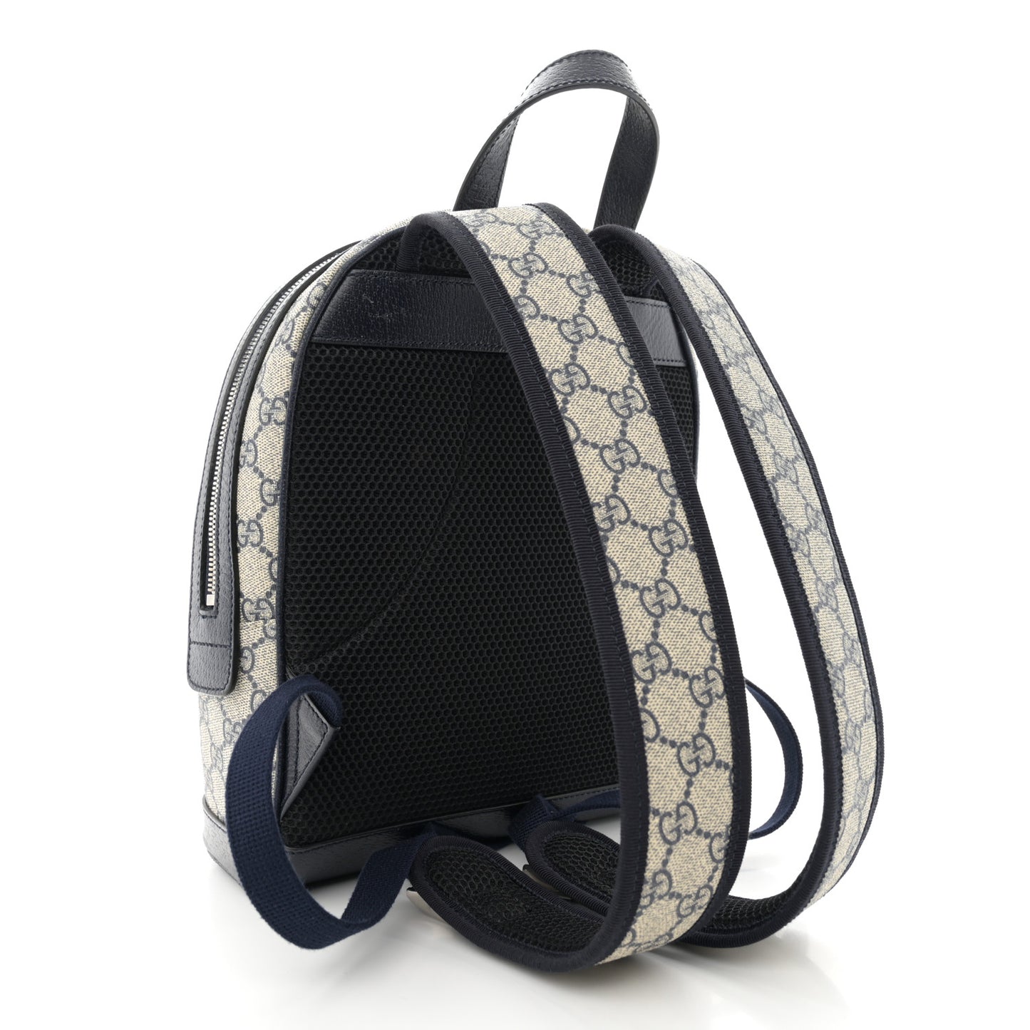 GG Supreme Monogram Textured Dollar Calfskin Web Small Ophidia Day Backpack Beige Blue Black