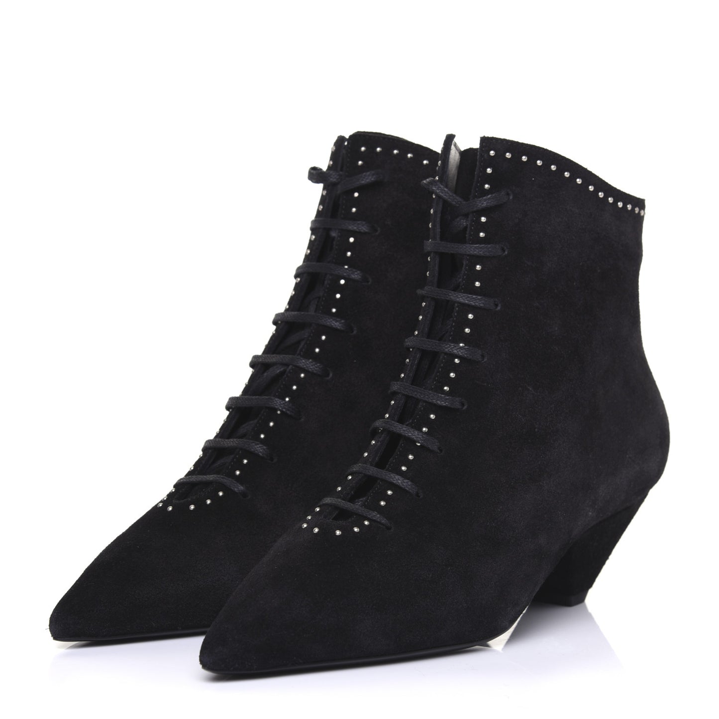 Suede Blaze Studded Laced Ankle Boots 37 Black