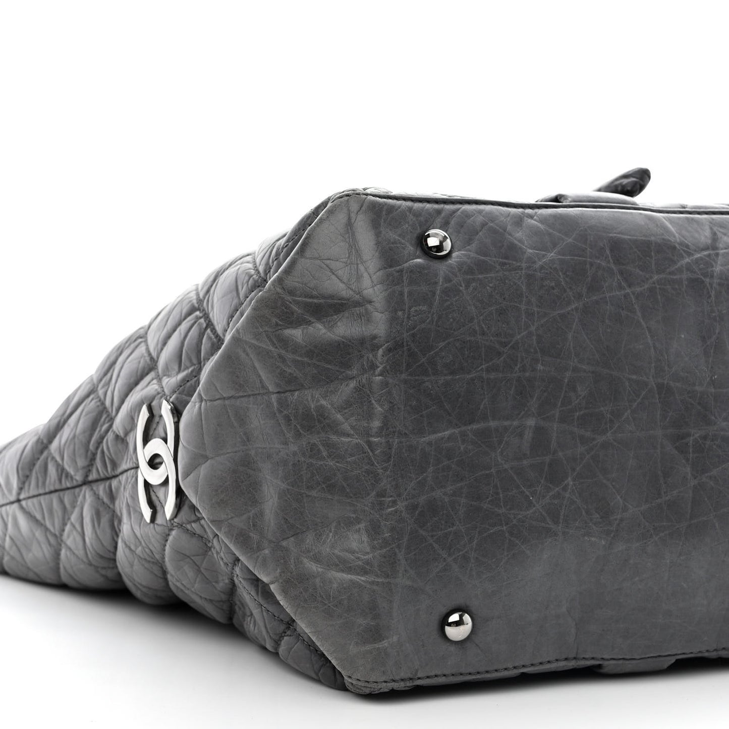 Aged Calfskin Vintage Ligne XL Lady Braid Tote Grey