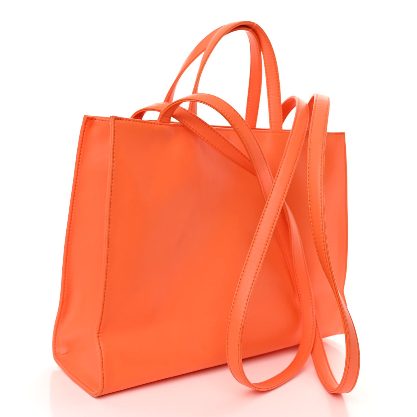 Vegan Leather Medium Shopping Bag Orange