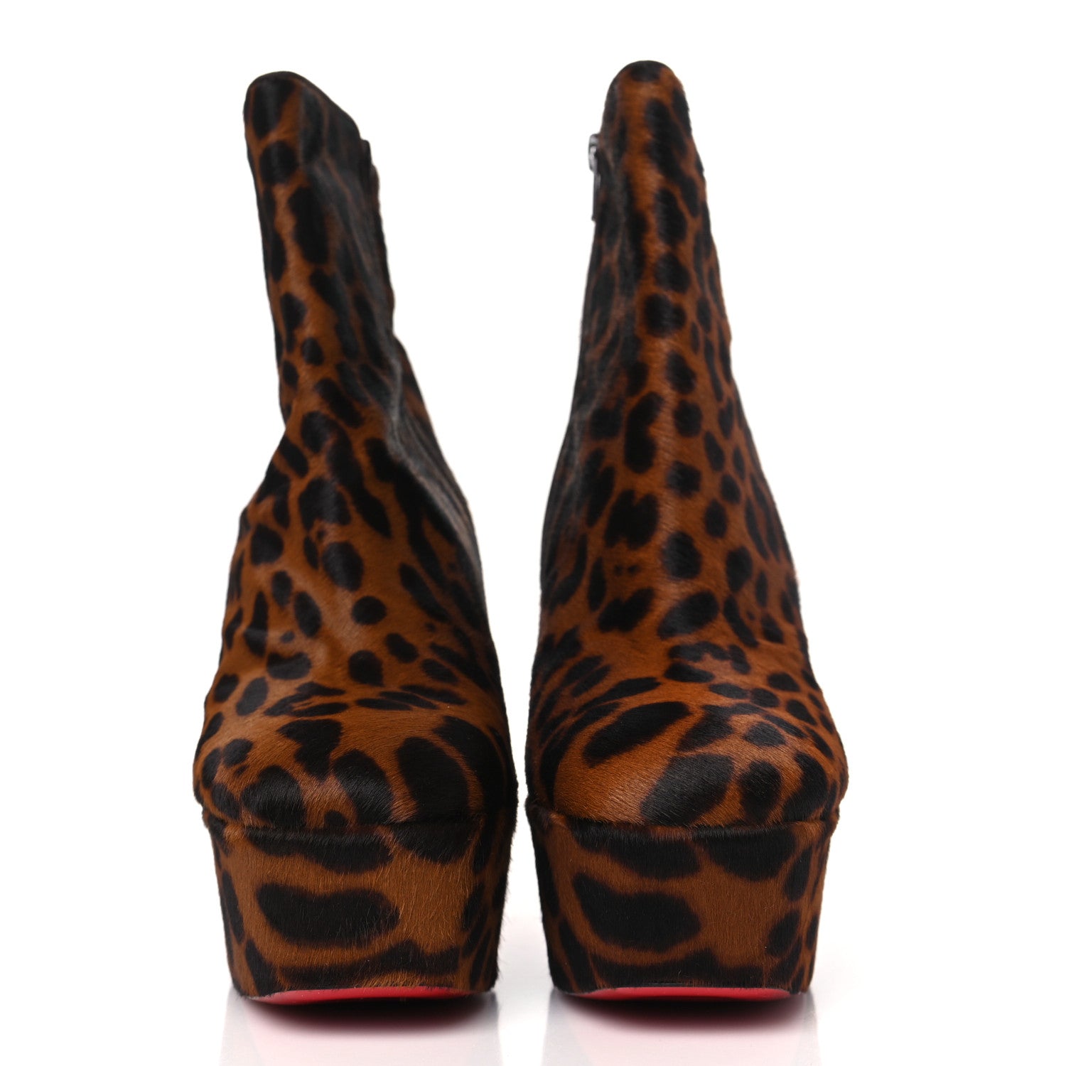 Christian Louboutin Pony Hair Leopard Print Protoboot Platform Ankle Boots 37 Brown 2 of 7