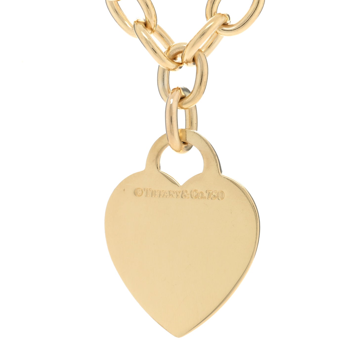 18K Yellow Gold Heart Tag Necklace