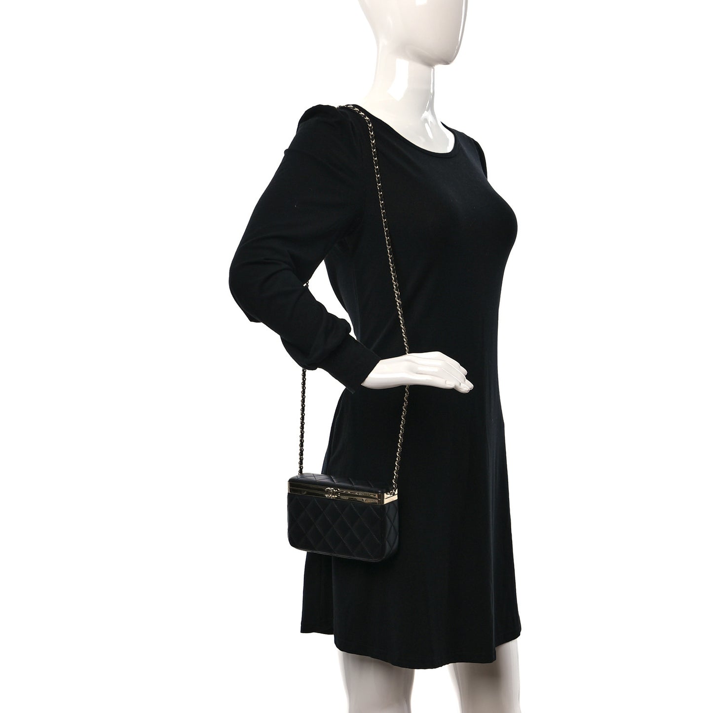 Lambskin Quilted CC Vanity With Chain Black