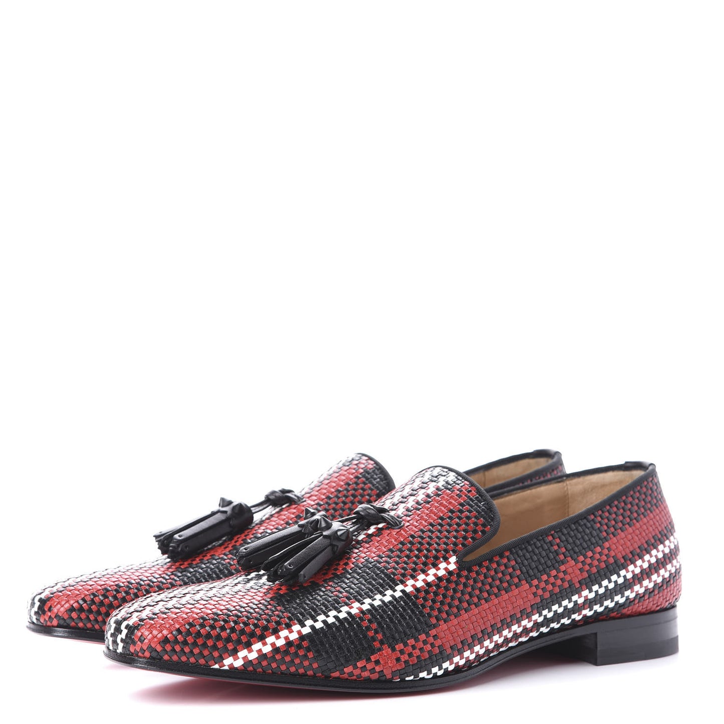 Calfskin Tresse Taty Mens Dada Flat Loafers 41.5 Rouge Black