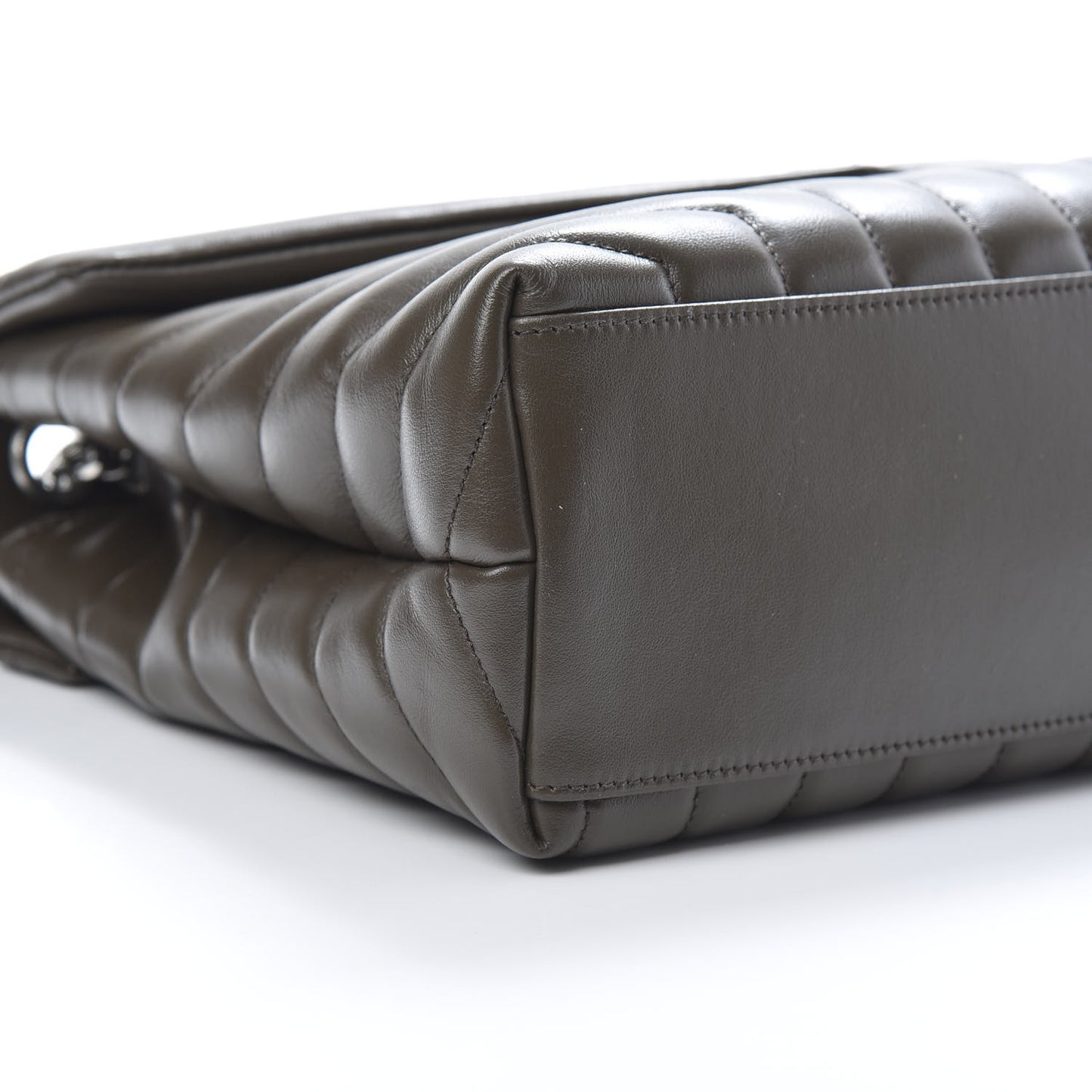 Calfskin Y Quilted Monogram Medium Loulou Chain Satchel Kaki Fonce