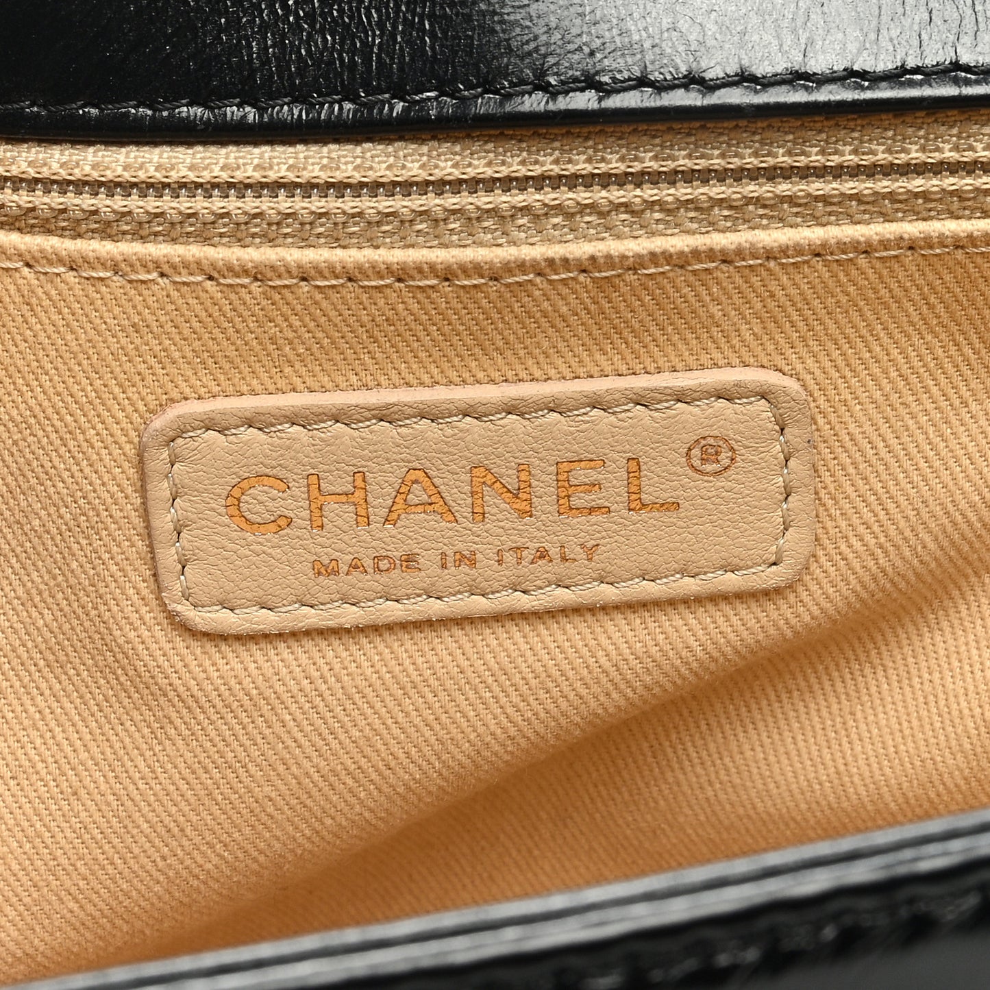 Glazed Calfskin Quilted Large Boy Flap Black