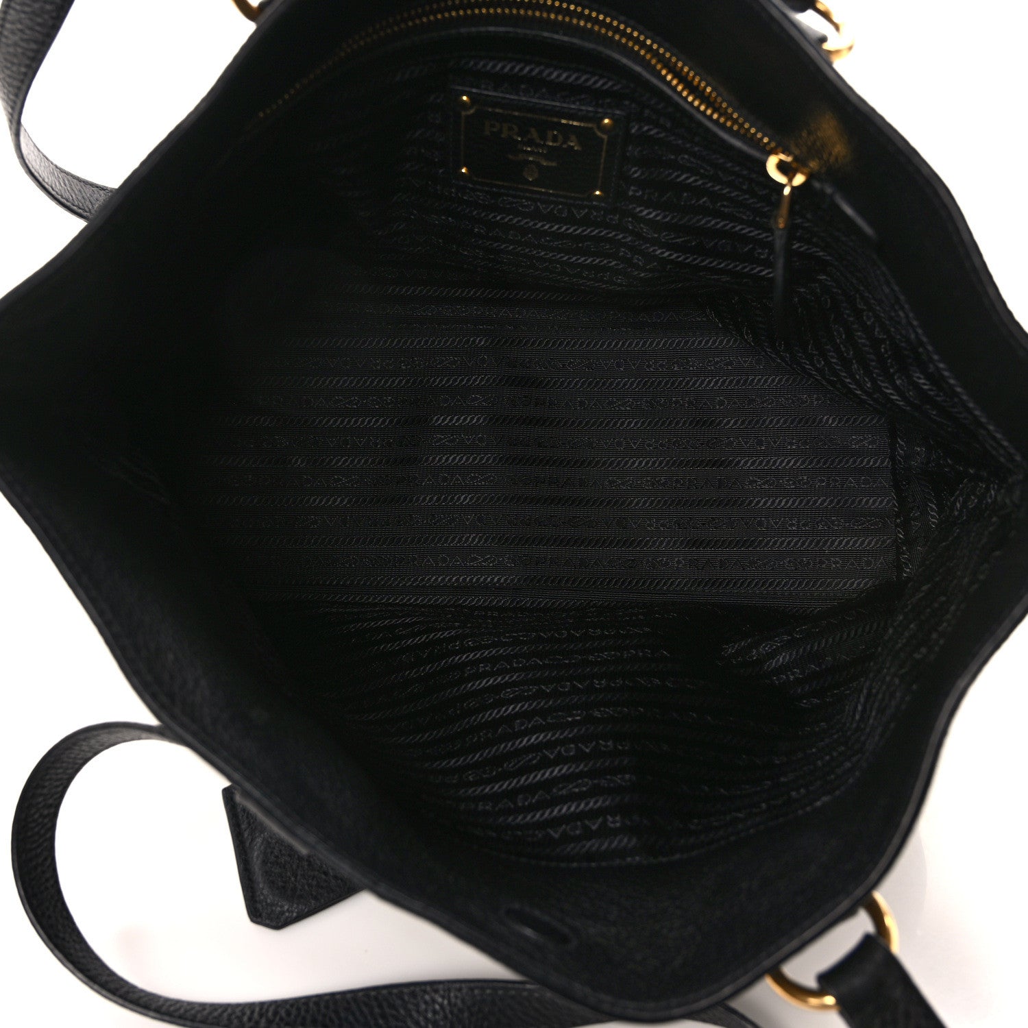 Prada Vitello Daino Embossed Logo Tote Black 5 of 16