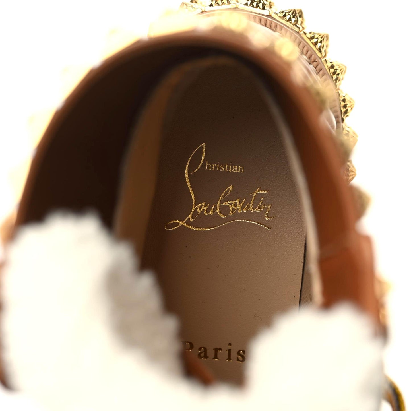 Calfskin Studded Shearling Yeti Donna Boots 36 Natural