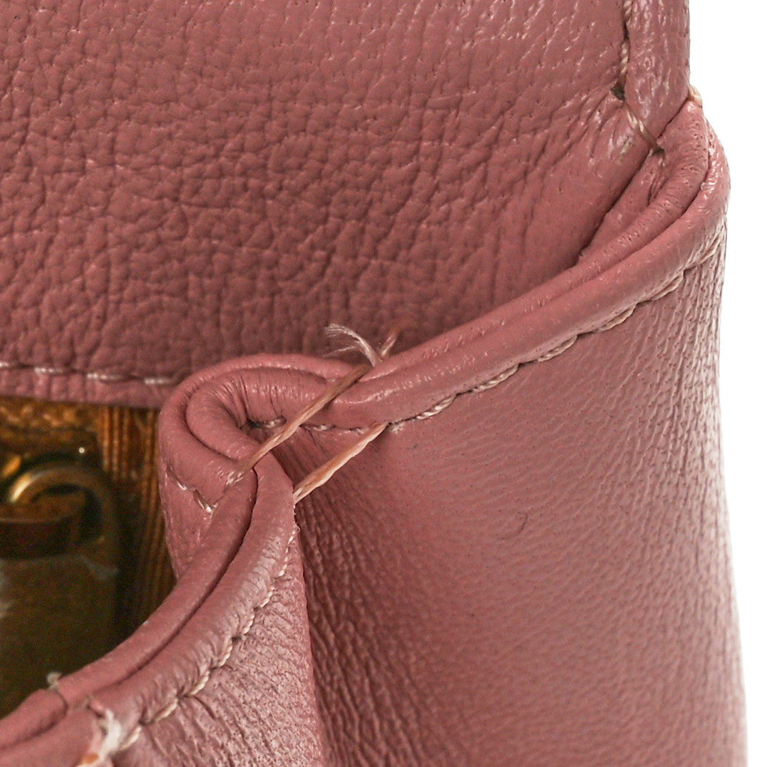 Lambskin Quilted Curved Flap Pink