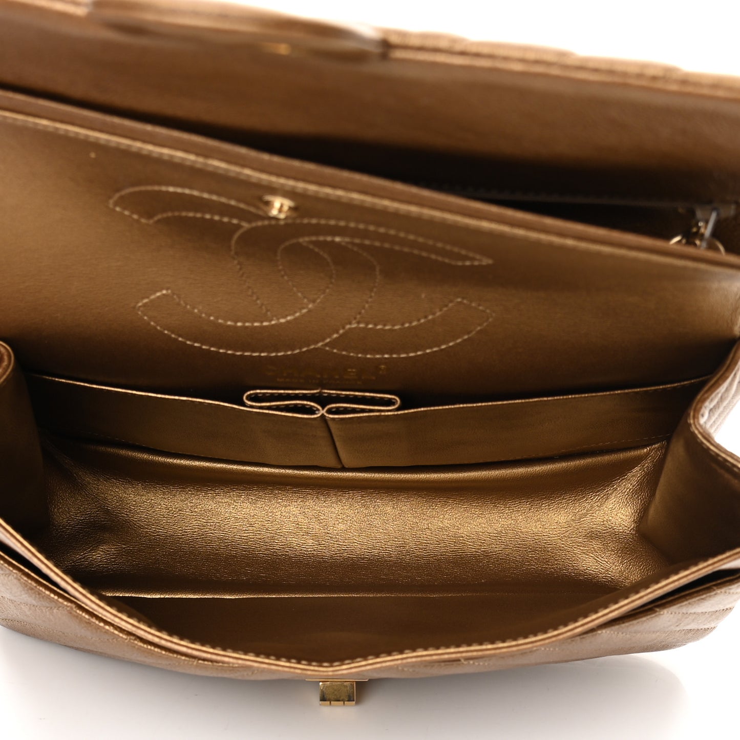 Metallic Calfskin Chevron Quilted 2.55 Reissue 226 Flap Gold