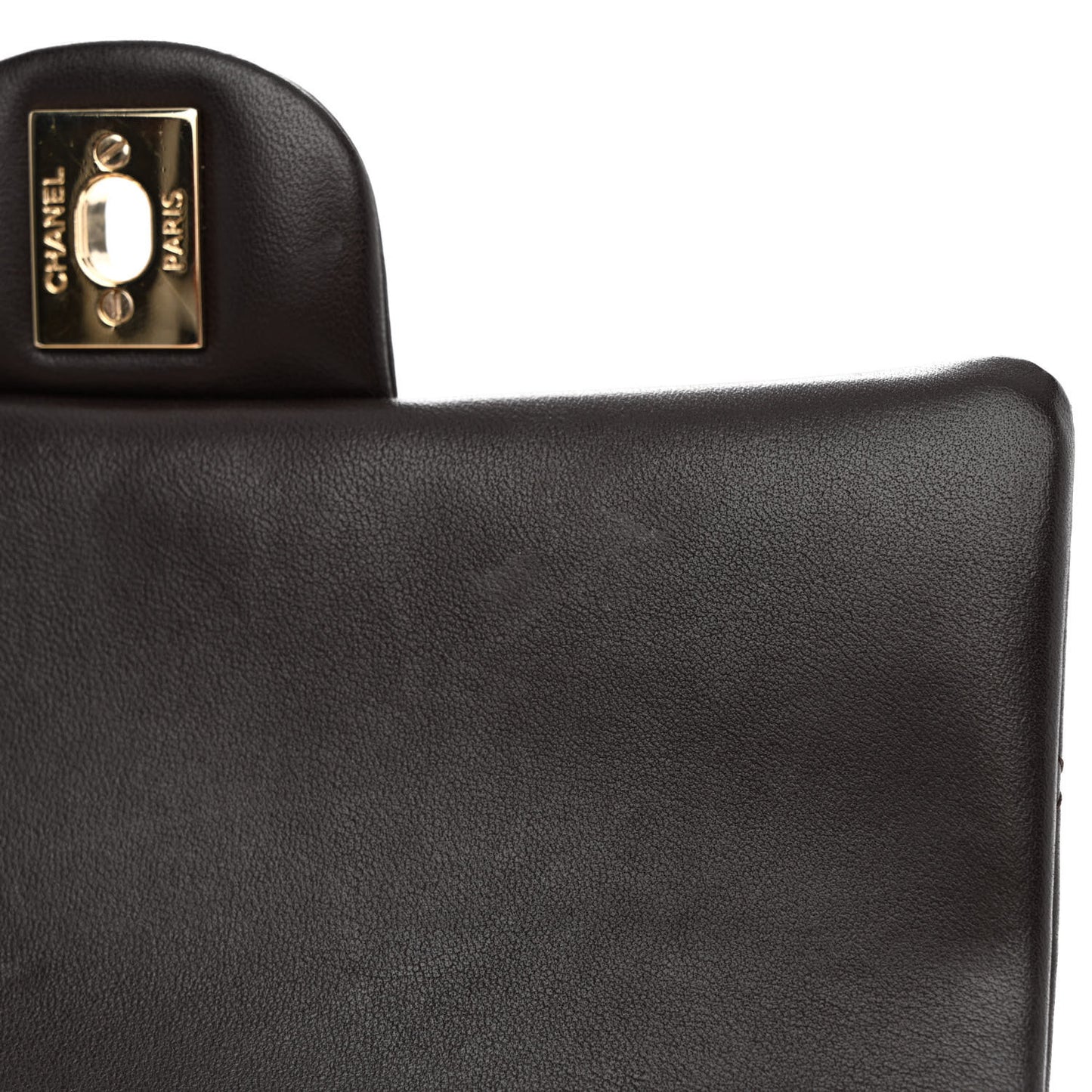 Lambskin Quilted Mini Rectangular Flap Dark Brown