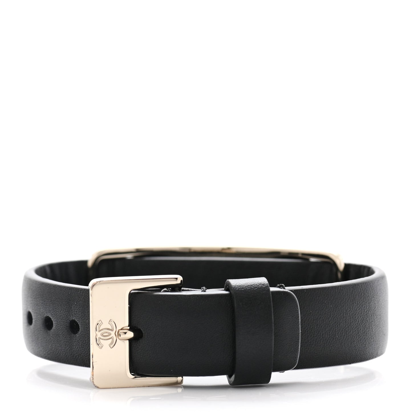 Calfskin Logo Buckle Bracelet S Black