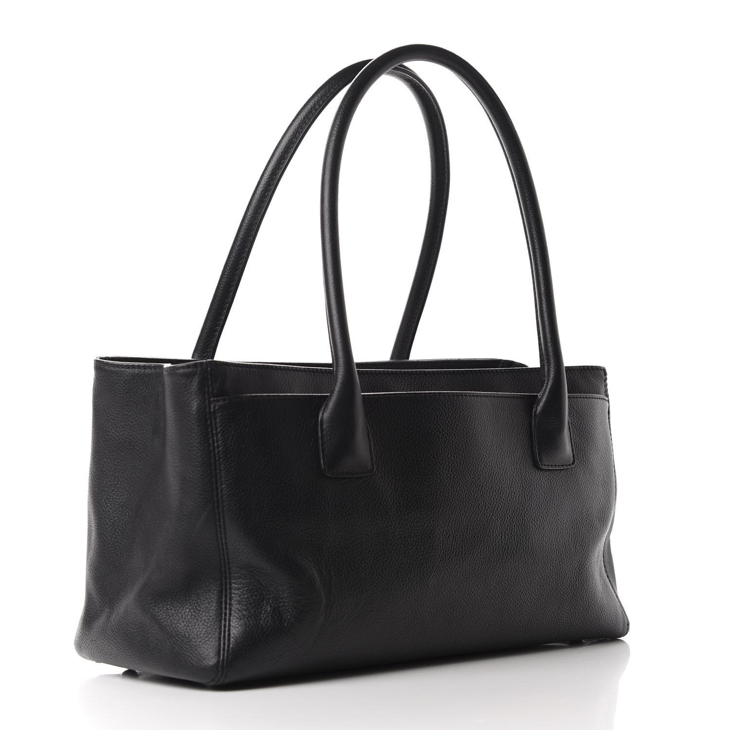 Calfskin Small Cerf Executive Shopper Tote Black