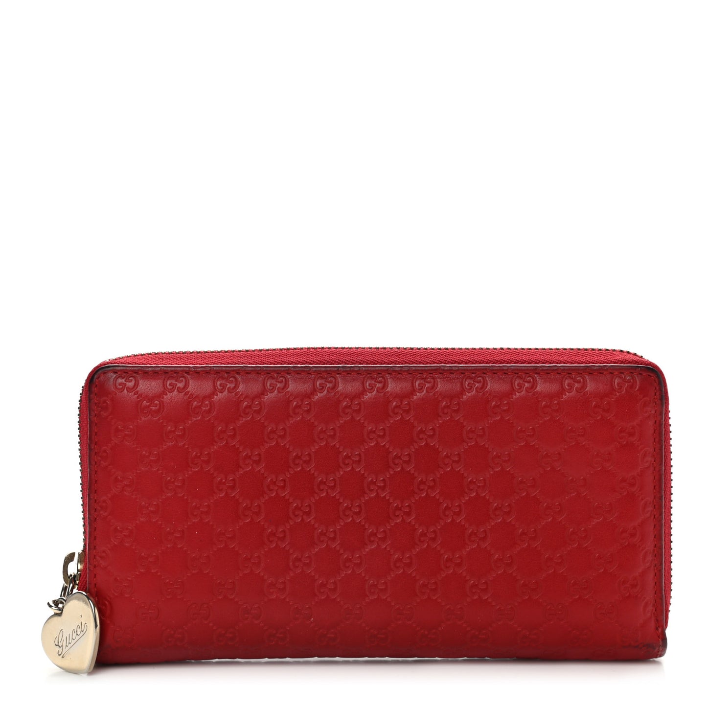 Microguccissima Zip Around Heart Wallet Hibiscus Red