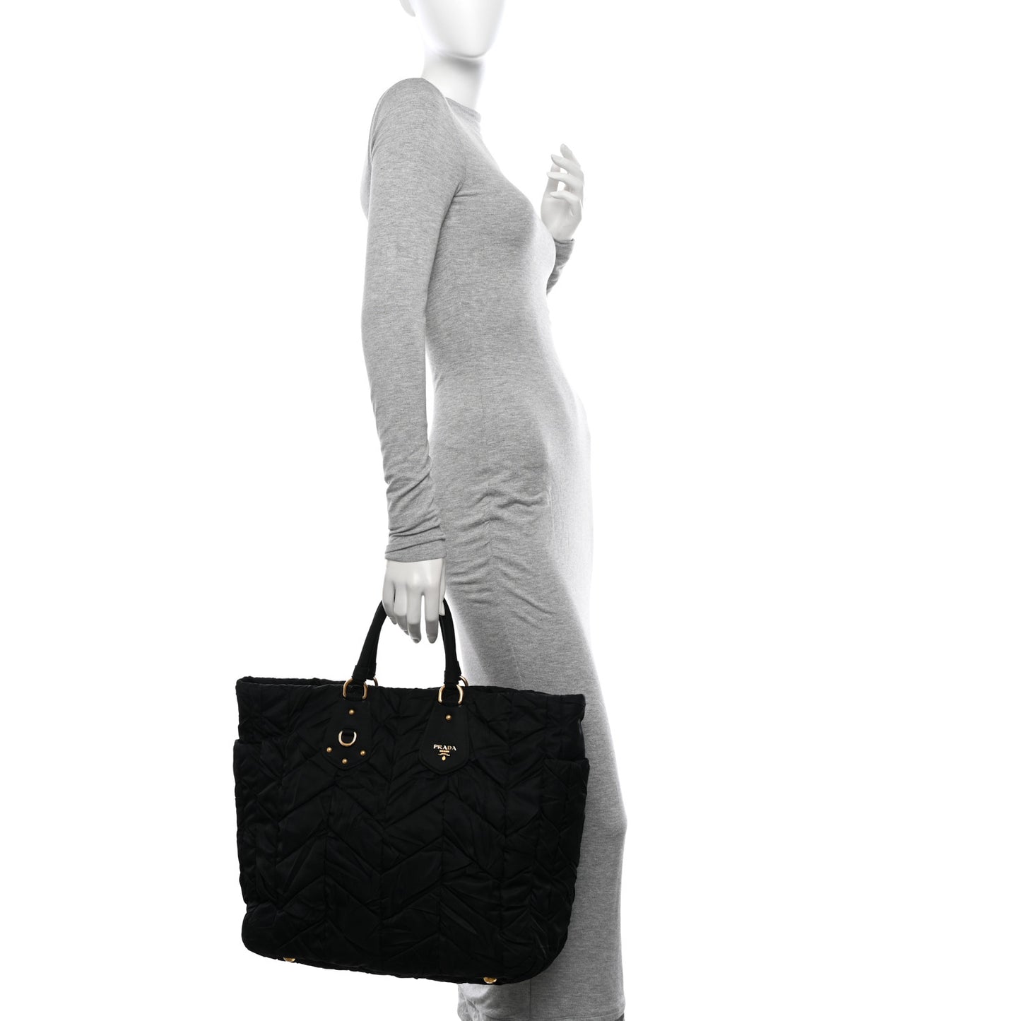 Tessuto Nylon Gaufre Tote Black