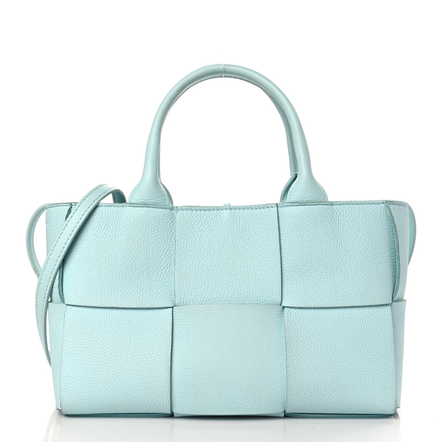 Bottega Veneta Grained Calfskin Maxi Intrecciato Mini Arco Tote Pale Blue 3 of 10