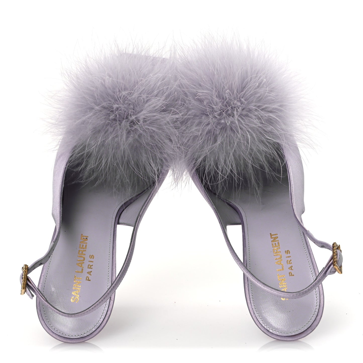 Crepe Satin Mae Feathered Sandals Slight 38 Poly Grey