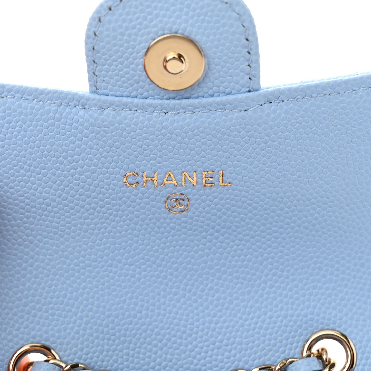 Caviar Quilted Mini Chain Belt Bag Light Blue