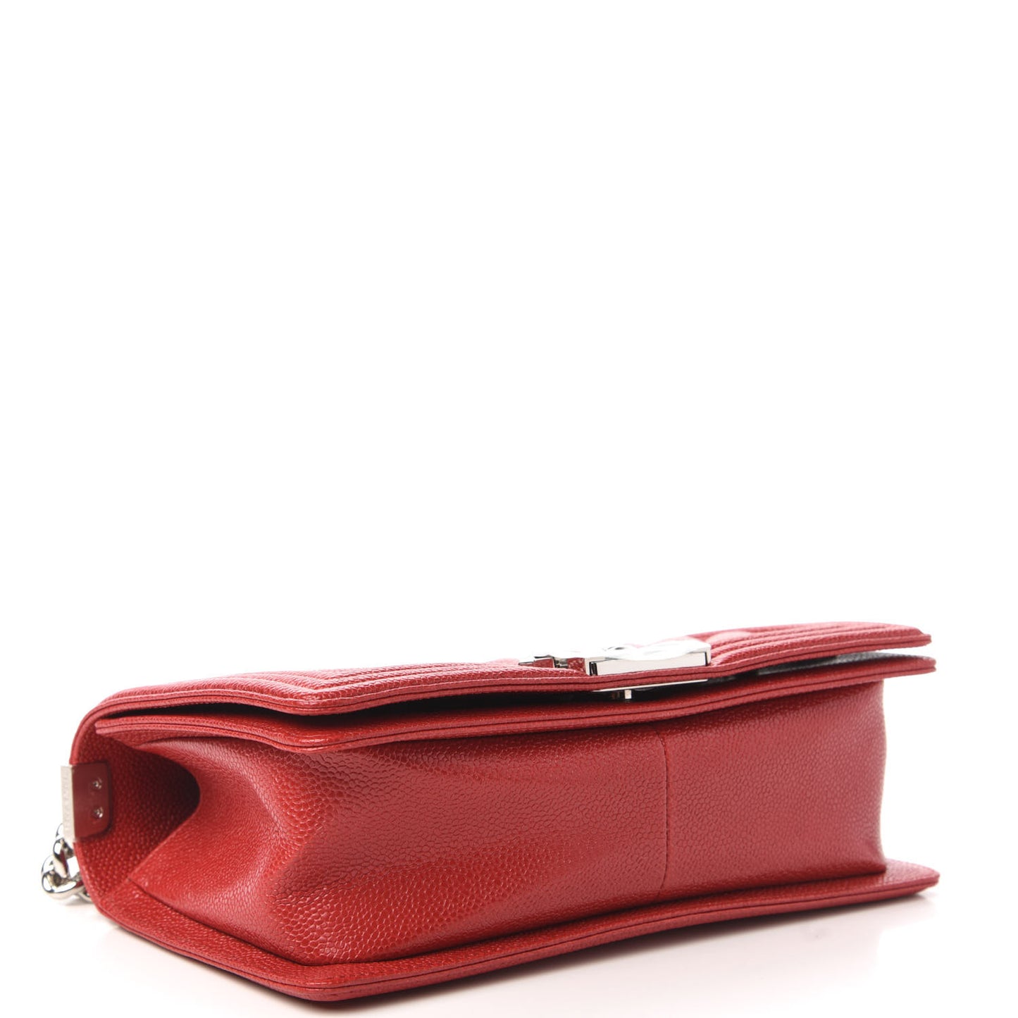 Caviar Chevron Quilted Medium Boy Flap Red