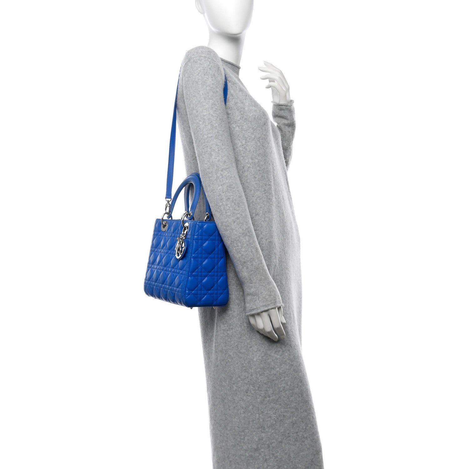 Christian Dior Lambskin Cannage Medium Lady Dior Blue 2 of 17
