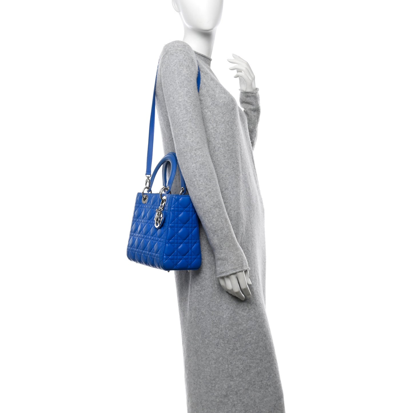 Lambskin Cannage Medium Lady Dior Blue