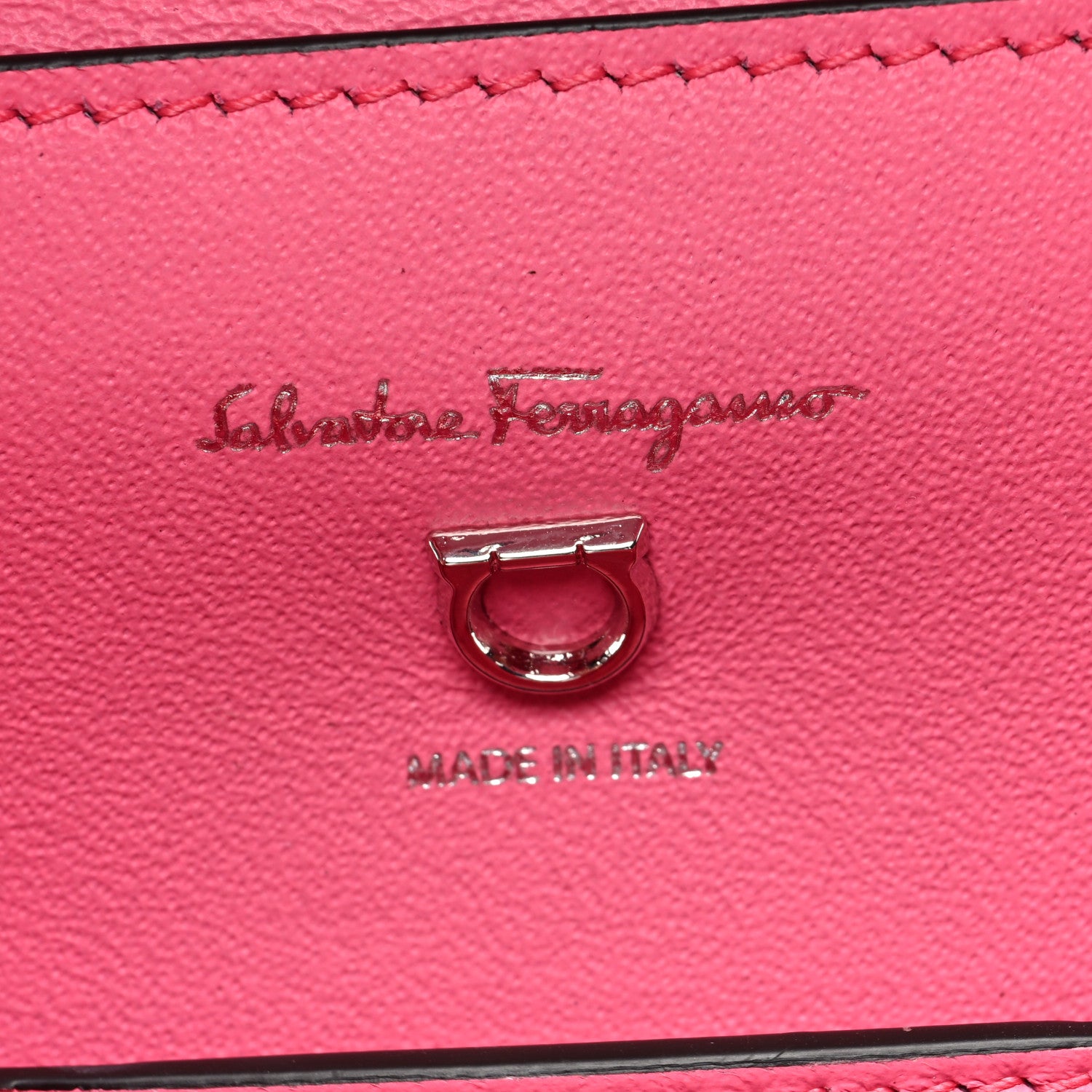 Salvatore Ferragamo Calfskin Gancini Trifolio Top Handle Bag Peonia 6 of 9