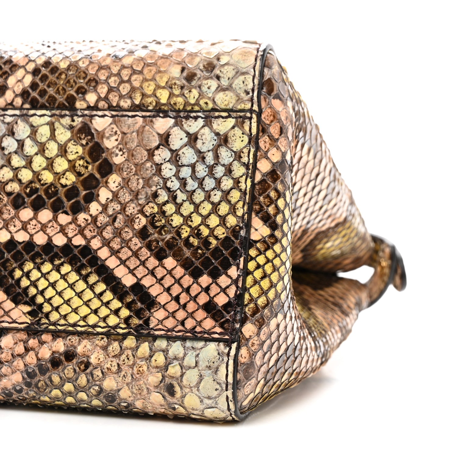 Fendi Snakeskin Mini Peekaboo Iconic Satchel Pink Green 11 of 14