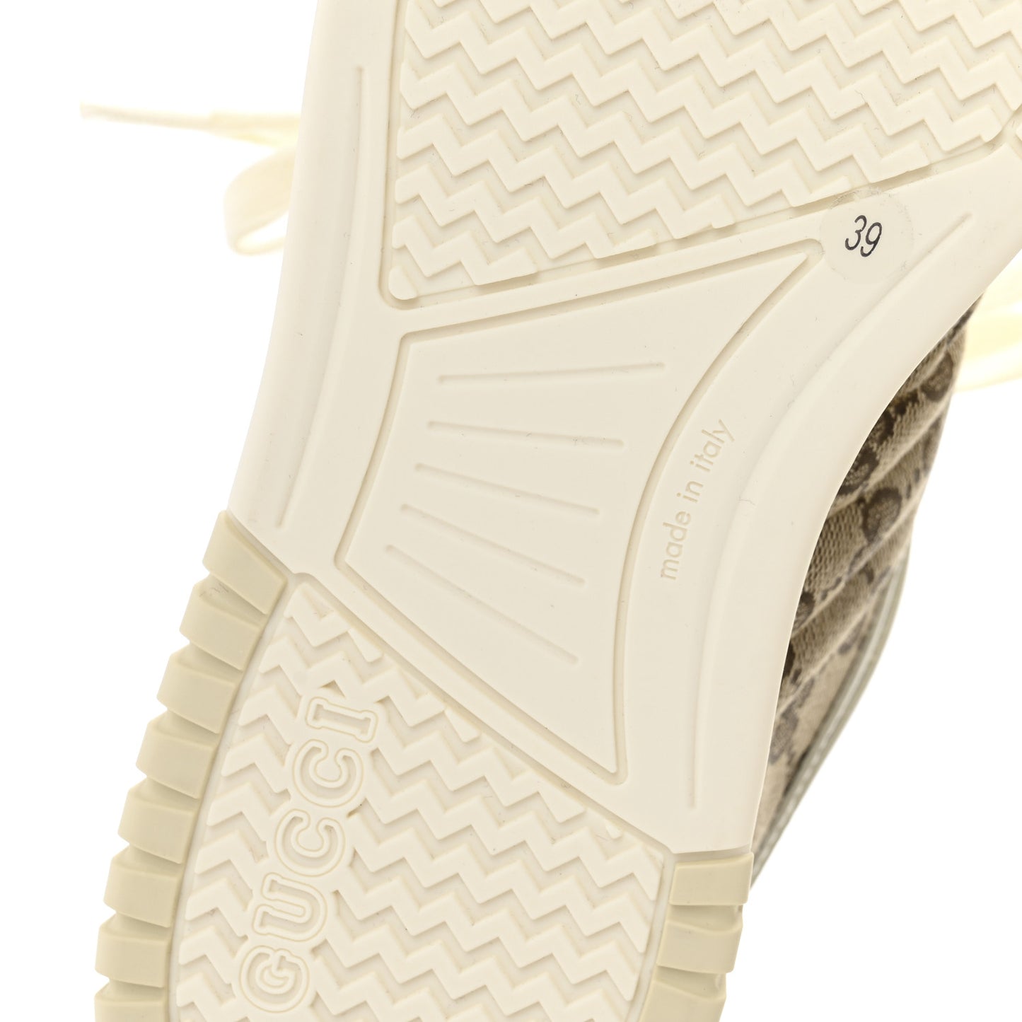 Calfskin GG Monogram Re-Web Womens Sneakers 39 White Beige Ebony