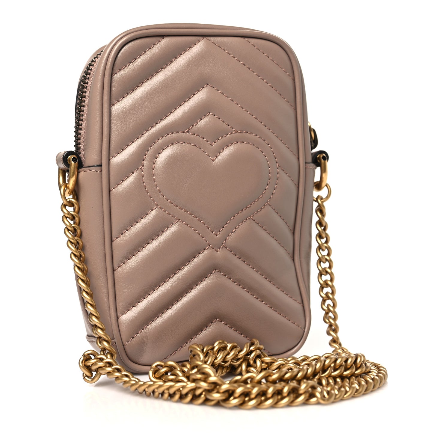 Calfskin Matelasse Mini GG Marmont Crossbody Bag Porcelain Rose
