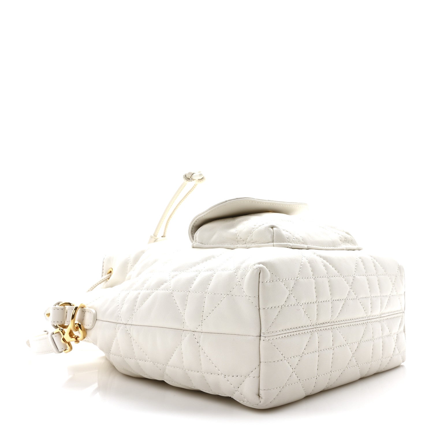 Christian Dior Lambskin Macrocannage Small Caro Bucket Bag Latte 4 of 10