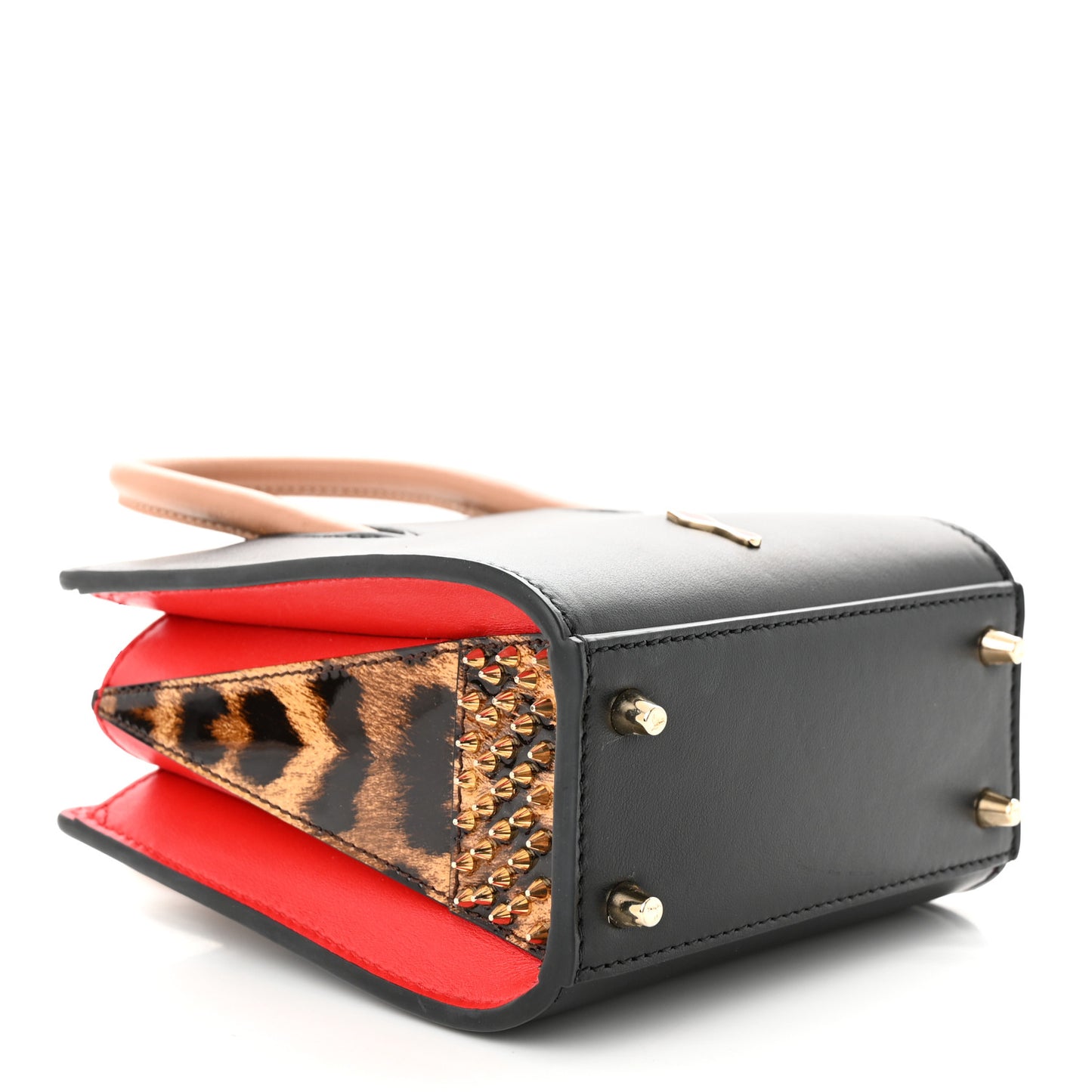 Calfskin Patent Leopard Studded Nano Paloma Black