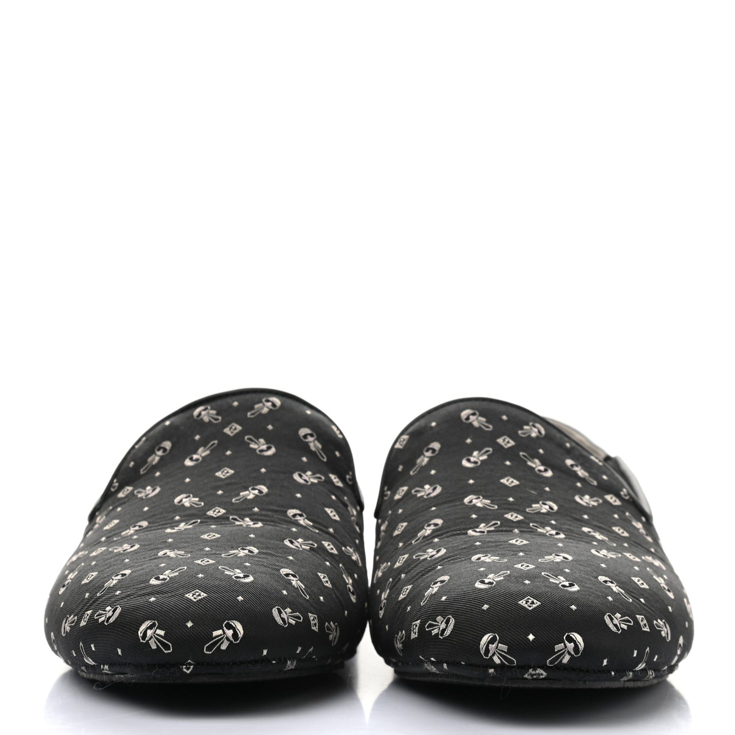 Canvas Calfskin Karlito Slip On Moccasin Loafers 7 Black